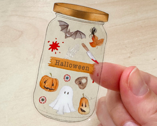 Jar of Halloween Clear Sticker
