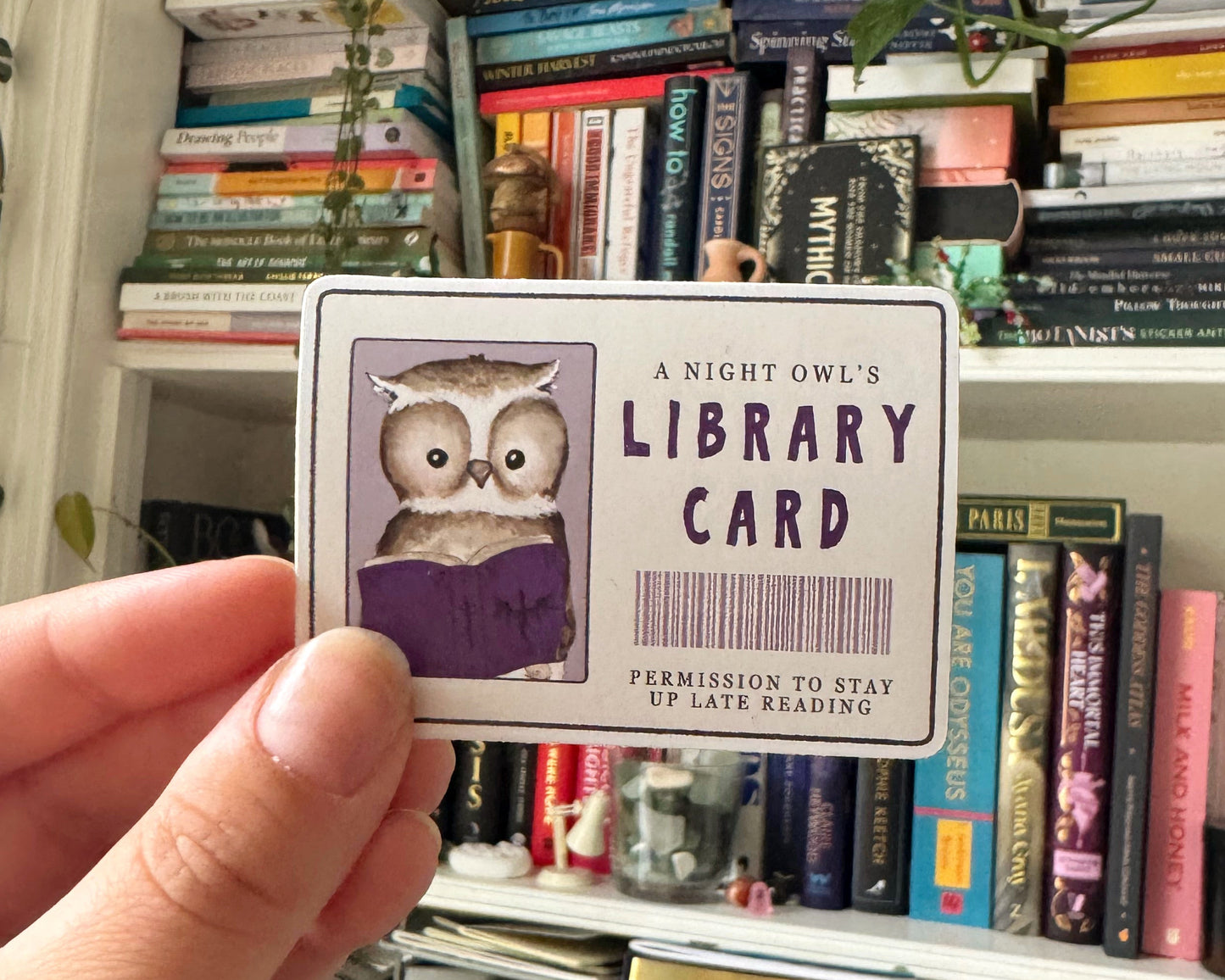 Night Owl Library Card Sticker
