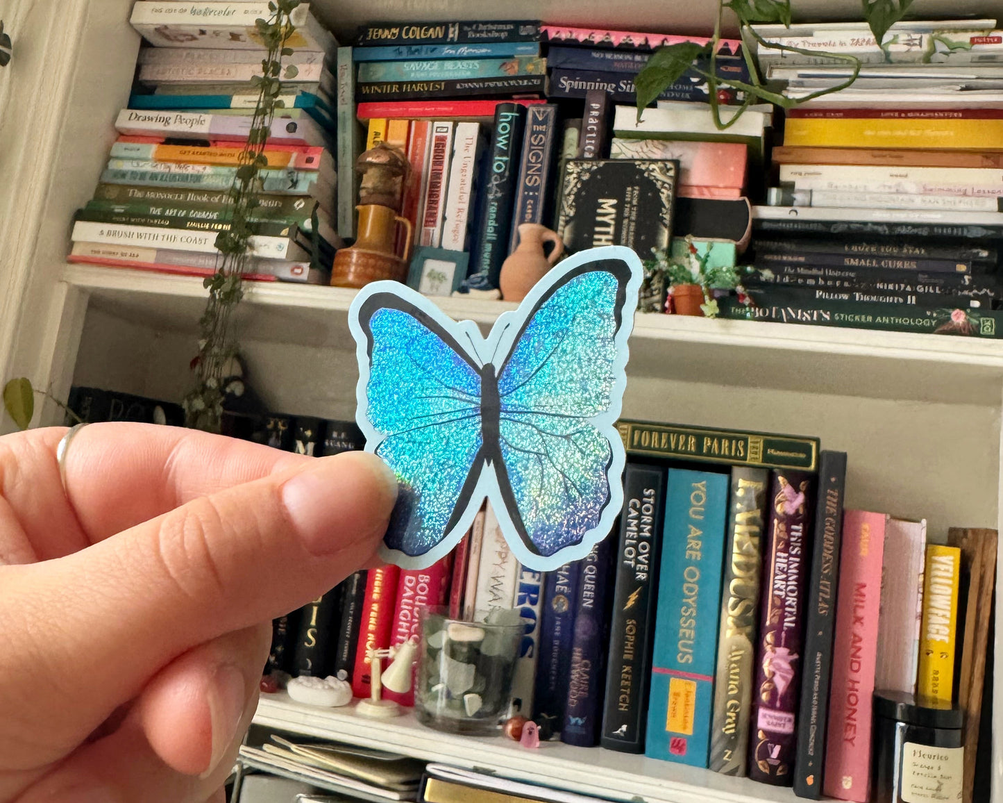 Blue Morpho Butterfly Glitter Sticker