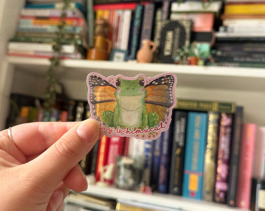 Stay Whimsical Glitter Frog Sticker