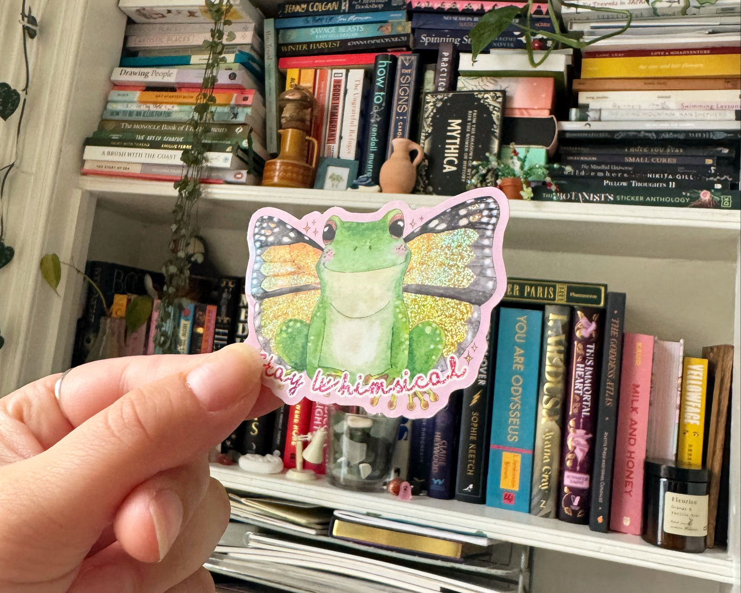 Stay Whimsical Glitter Frog Sticker