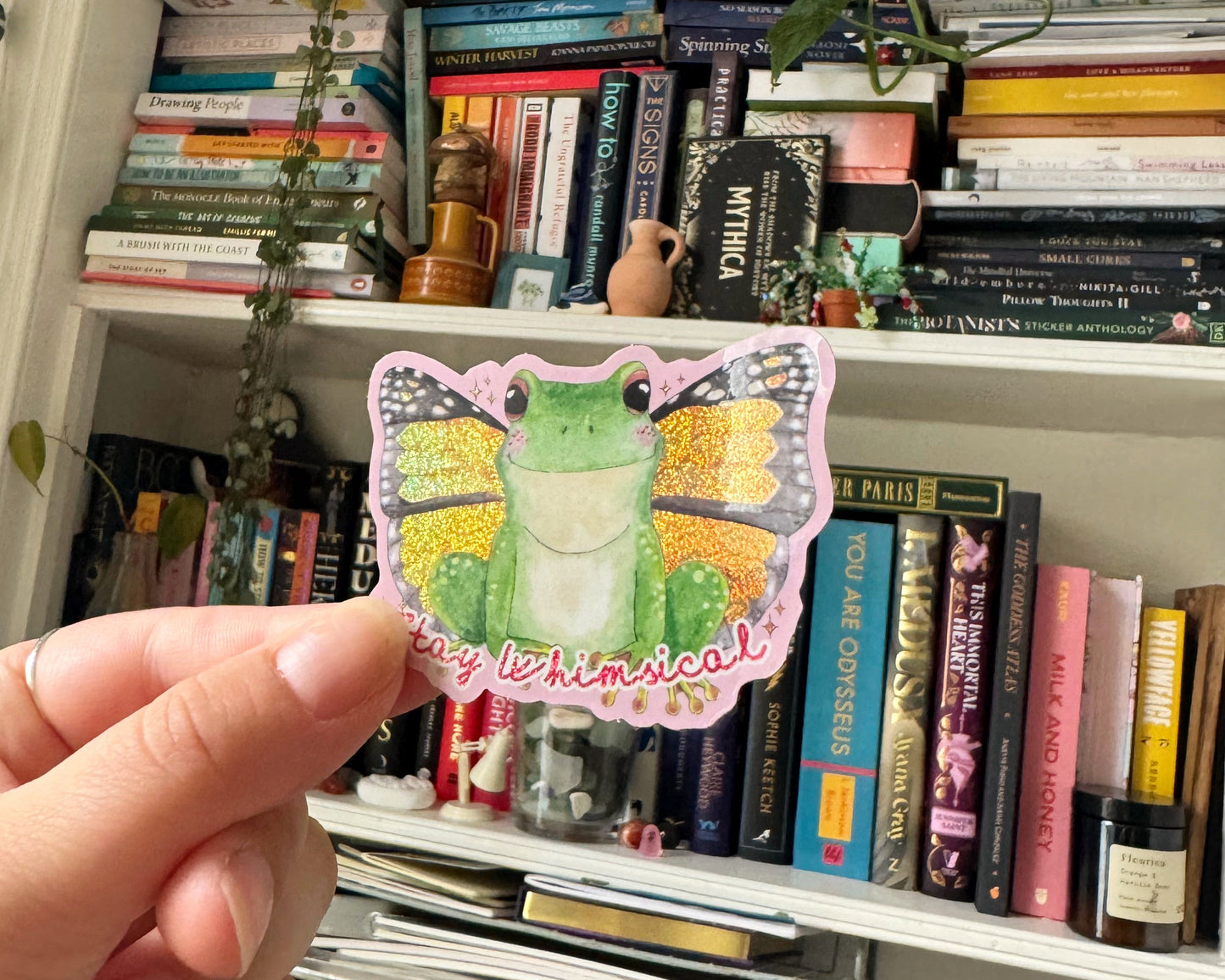 Stay Whimsical Glitter Frog Sticker