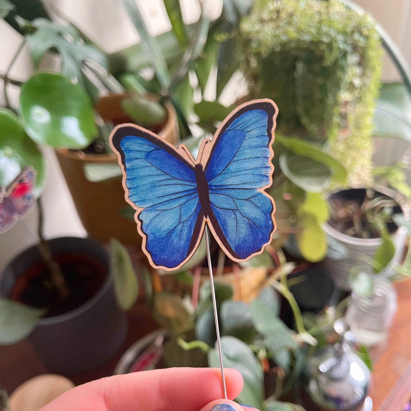 Blue Morpho Butterfly Plant Pot Pal