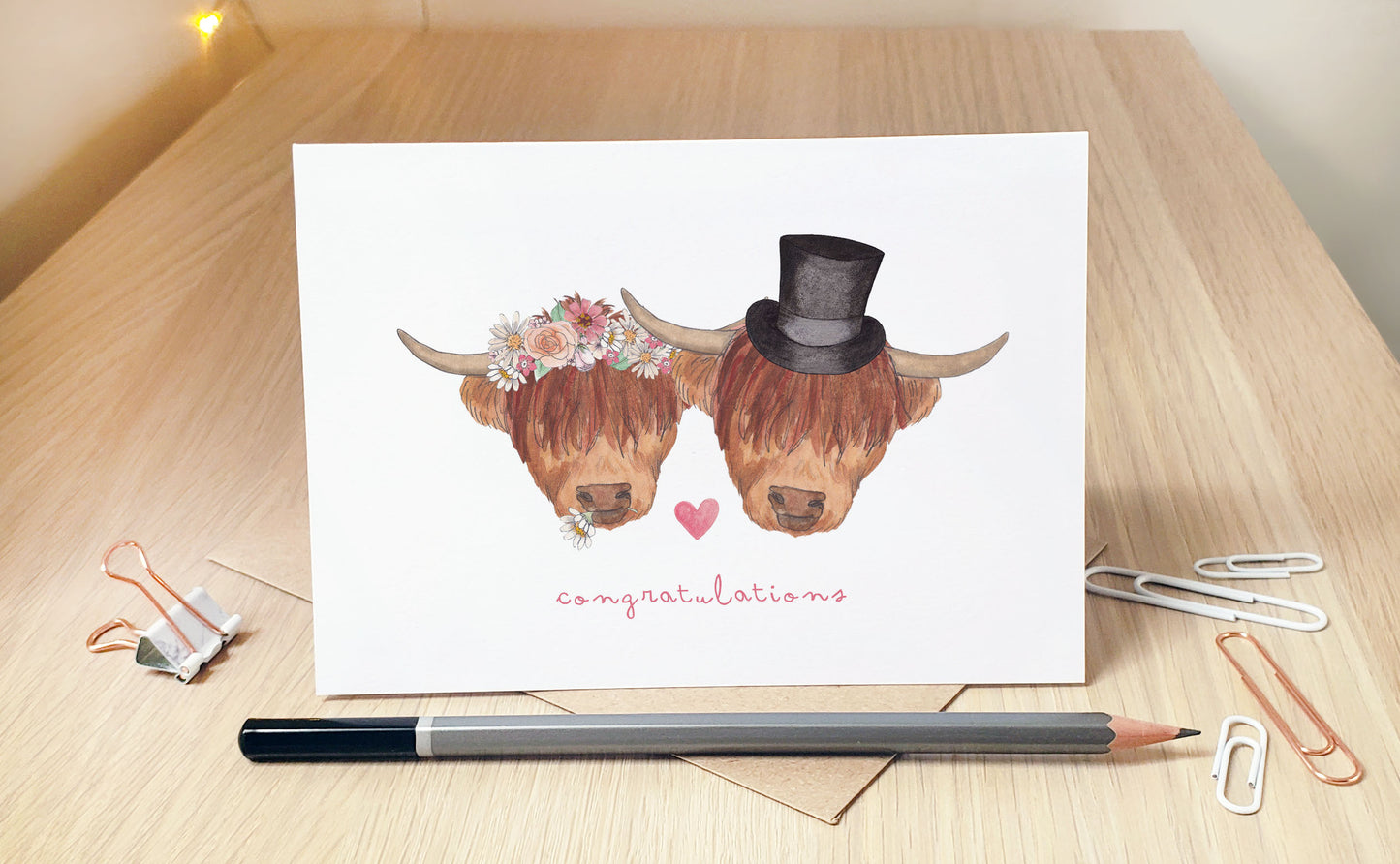 Highland Coo Wedding - Greeting Card