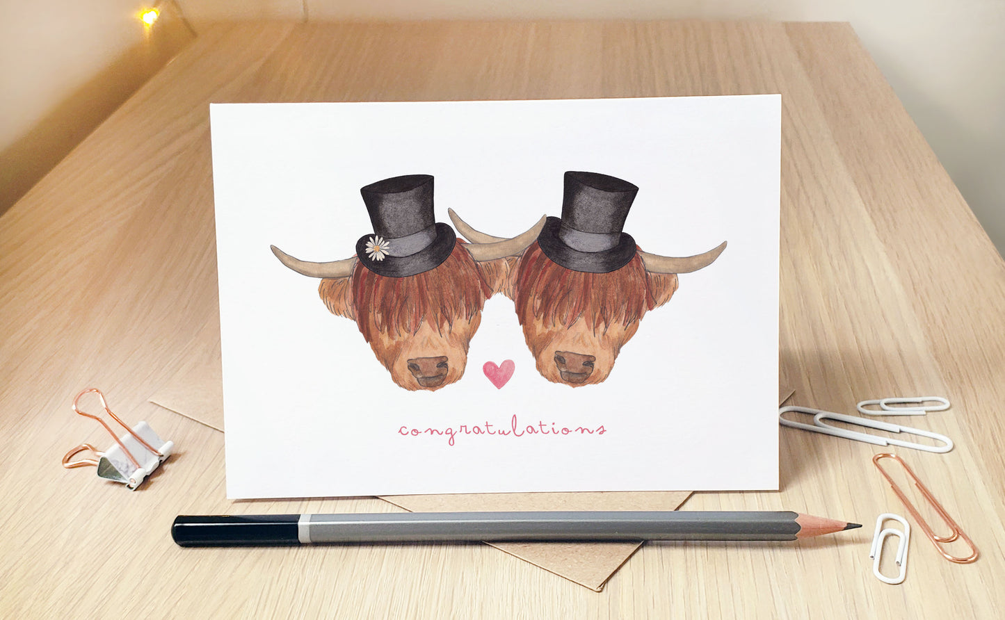 Highland Coo Wedding - Greeting Card