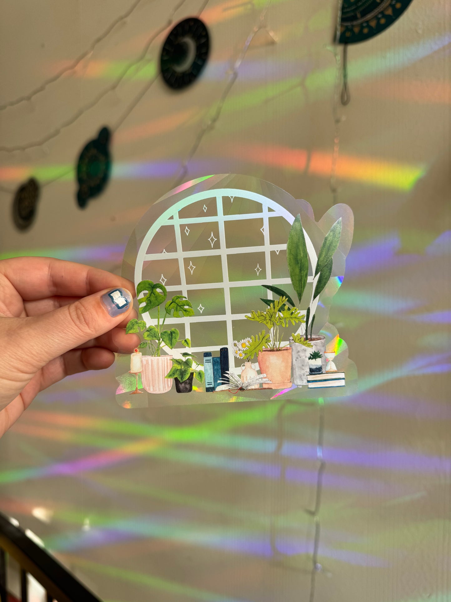 Plant and Book Window Suncatcher Sticker