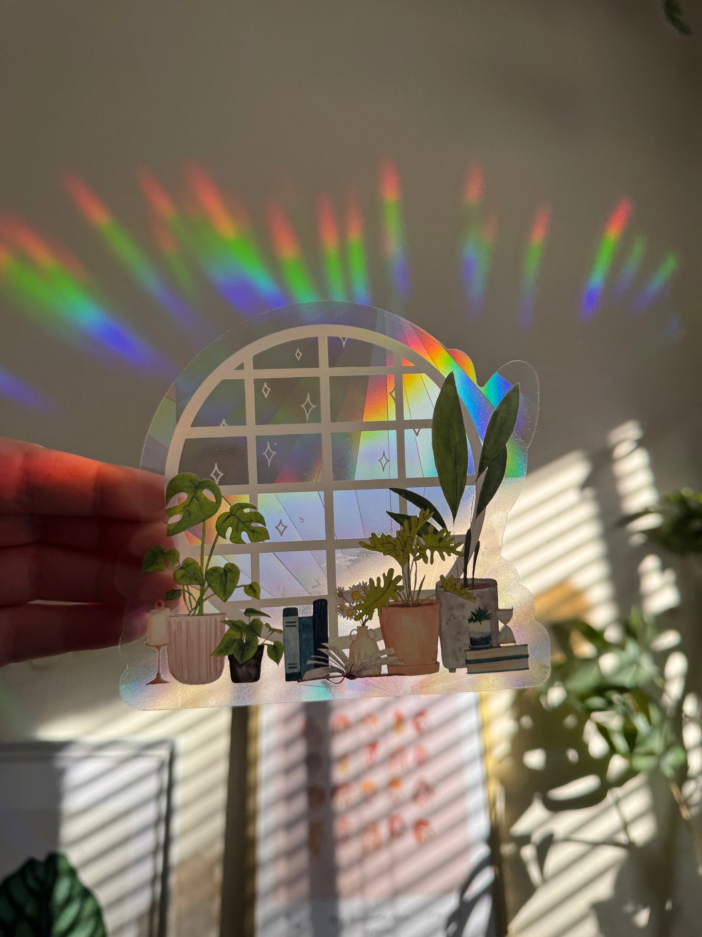 Plant and Book Window Suncatcher Sticker
