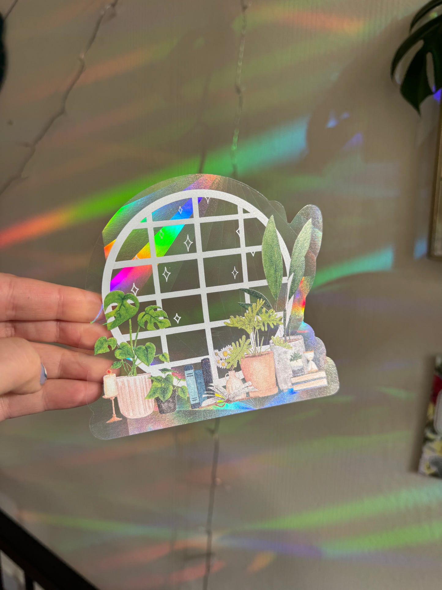 Plant and Book Window Suncatcher Sticker