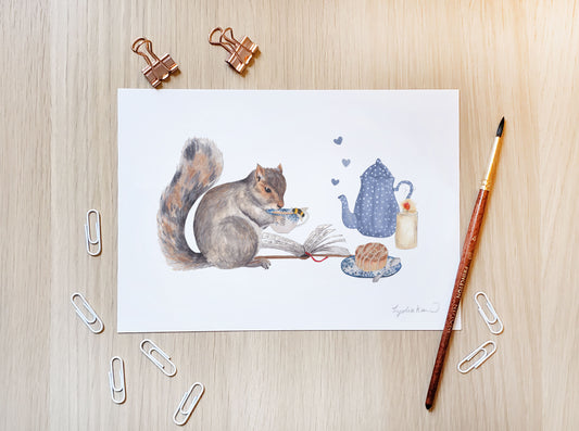 Squirrel Tea Art Print