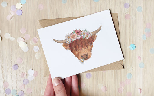 Cute Highland Coo - Greeting Card