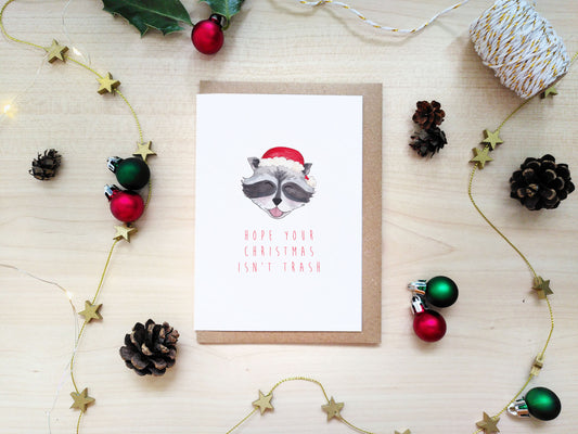 Not Trash Raccoon Christmas Card