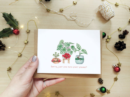 Santa One More Plant Please Christmas Card