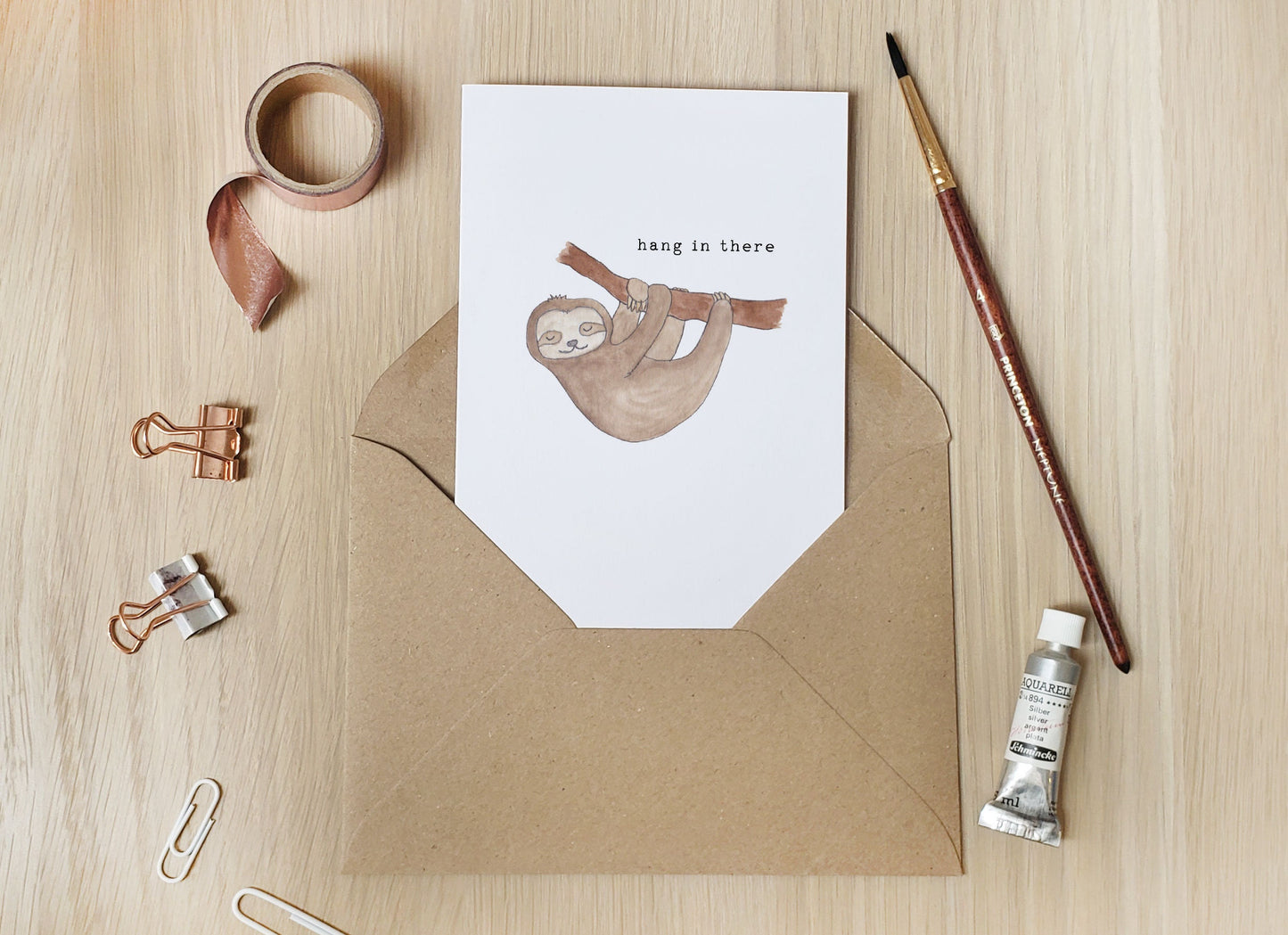 Hang in There Sloth - Greeting Card