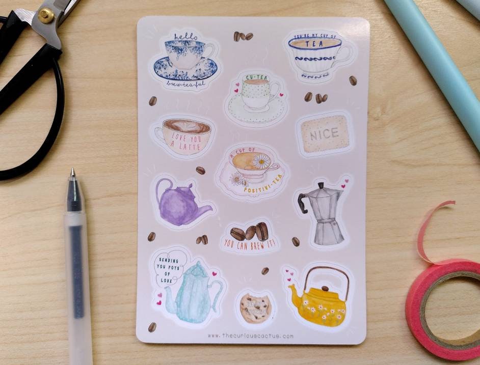 Tea and Coffee Sticker Sheet