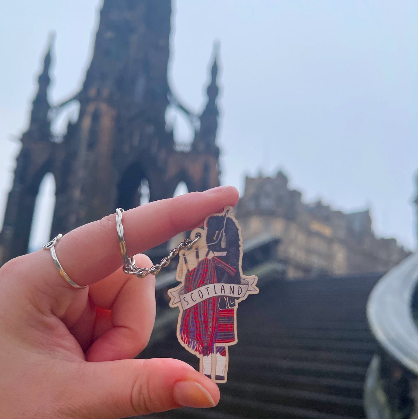 Bagpiper - Wooden Keyring