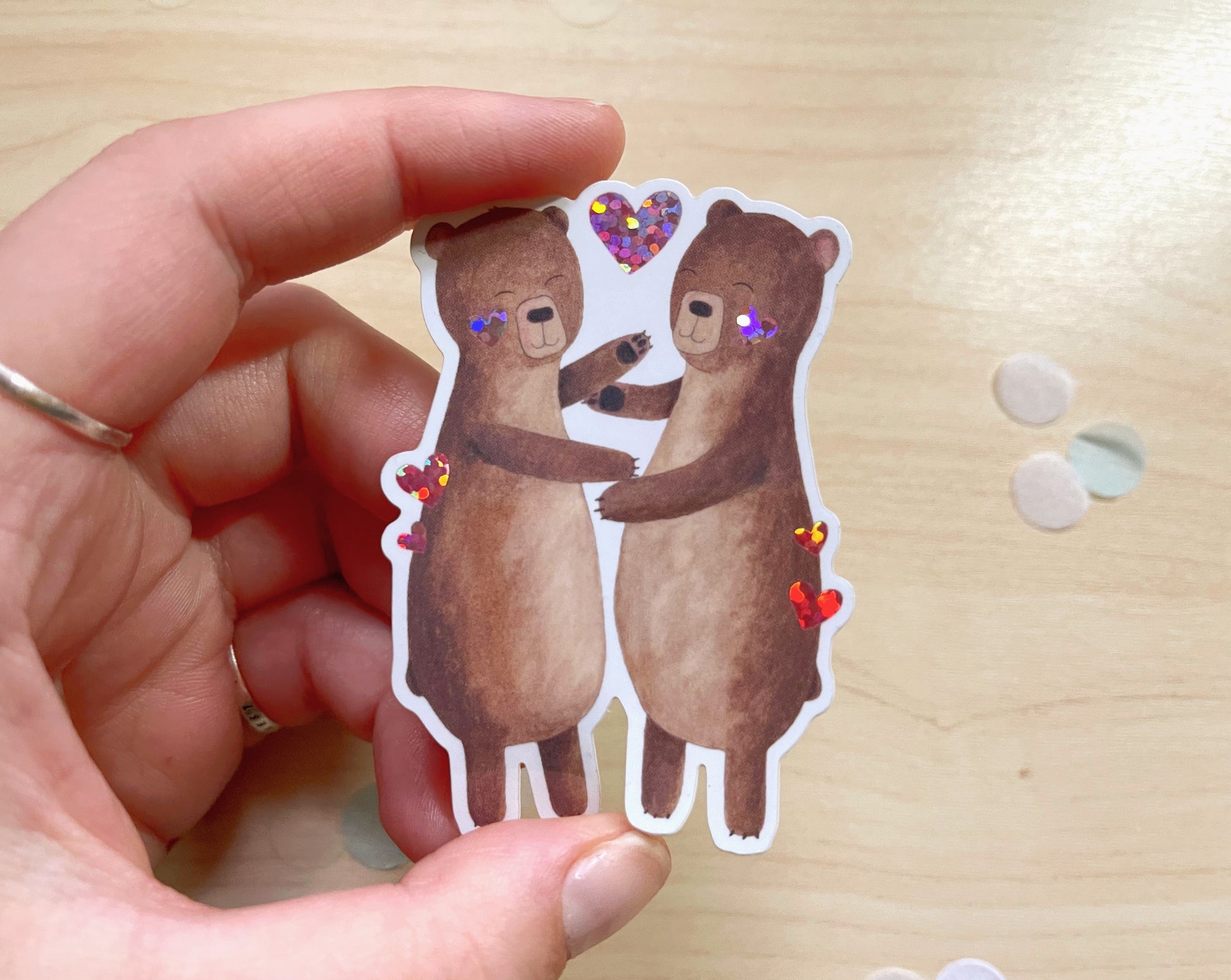 Beary Best Friends Glitter Vinyl Sticker – The Curious Cactus