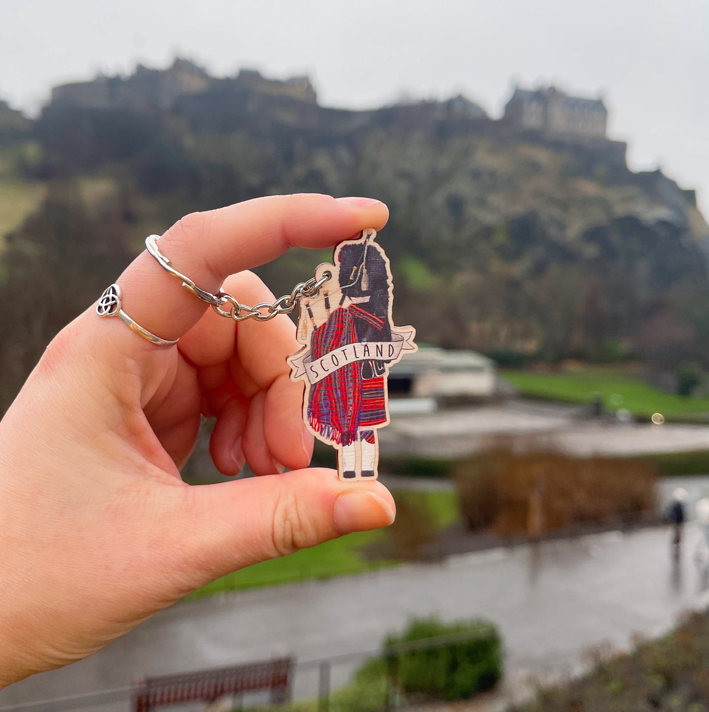 Bagpiper - Wooden Keyring
