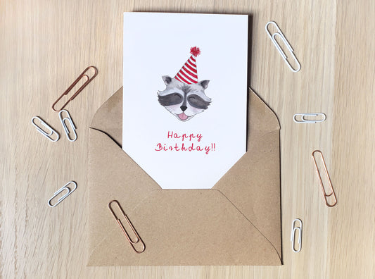 Raccoon Birthday - Greeting Card